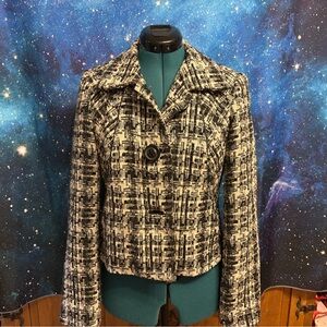 CAbi Black and White Textured Blazer